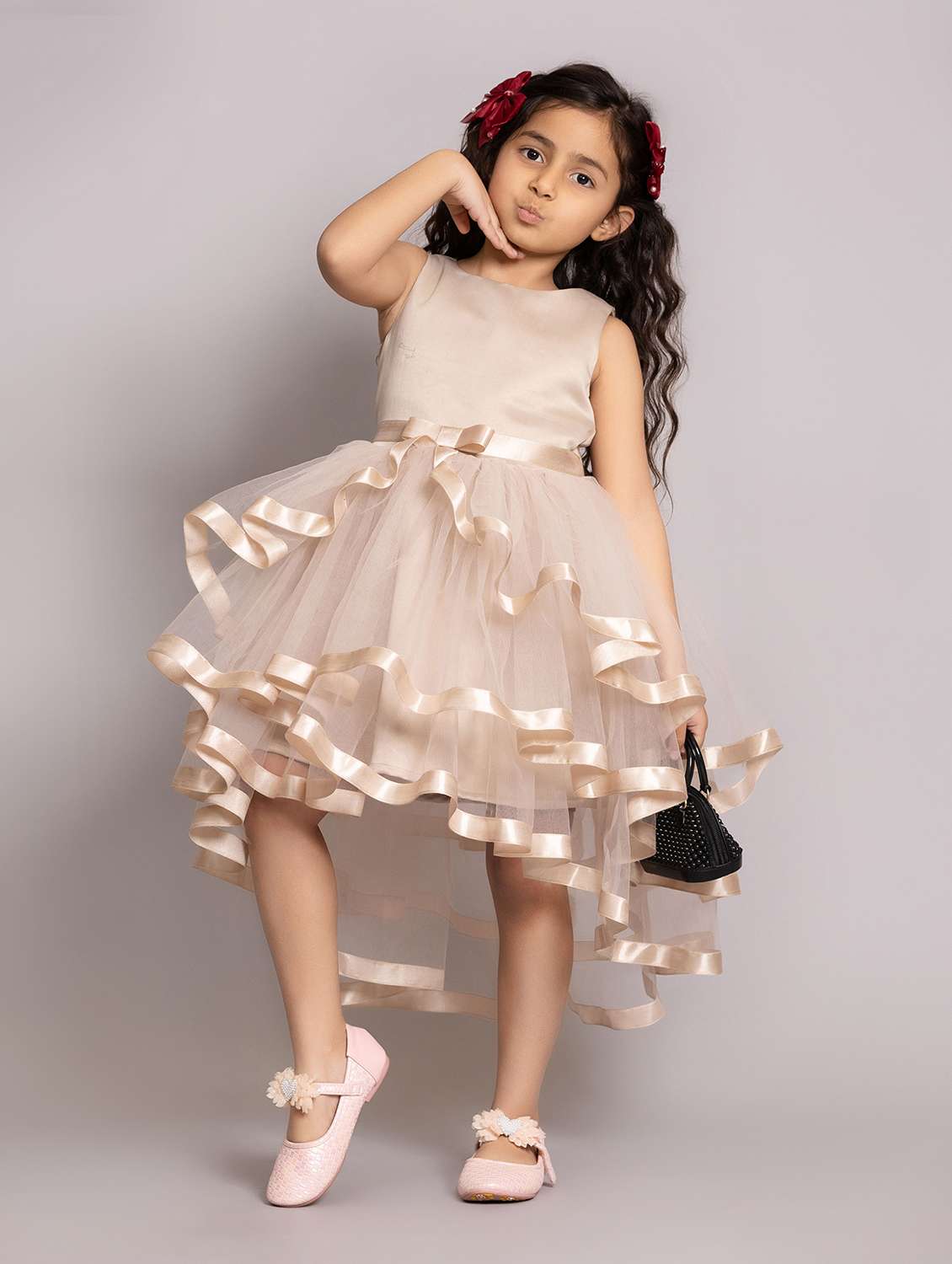 girls solid sleeveless ruffled dress - 21961567 -  Standard Image - 1