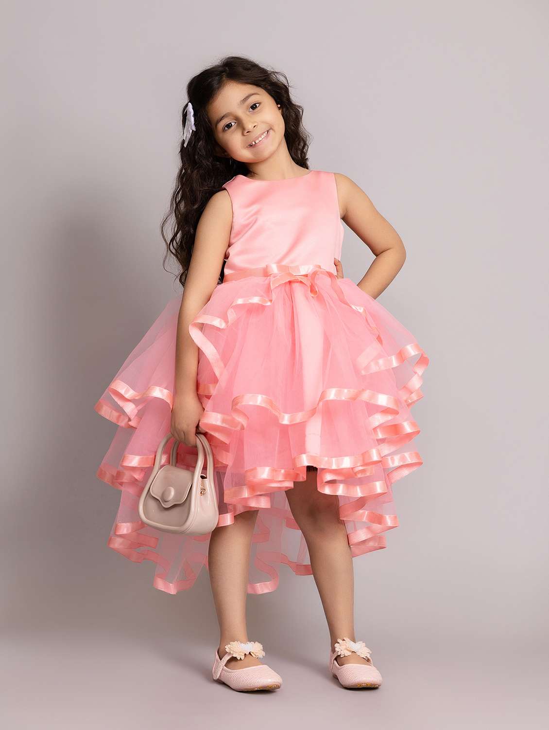 girls solid sleeveless ruffled dress - 21961569 -  Standard Image - 1