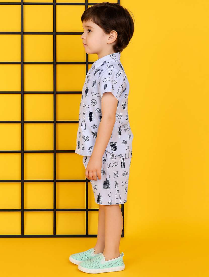 boys printed shirt & shorts co-ord set - 21961604 -  Standard Image - 1