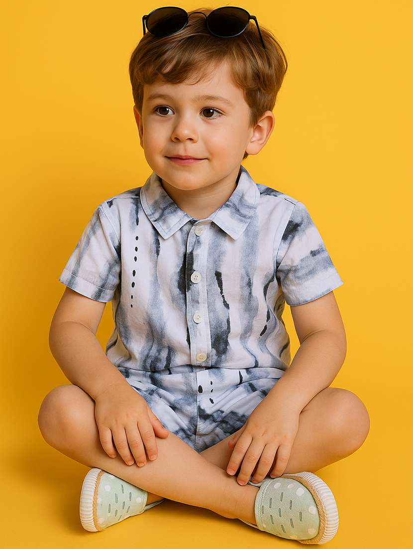 boys printed shirt & shorts co-ord set - 21961605 -  Standard Image - 1