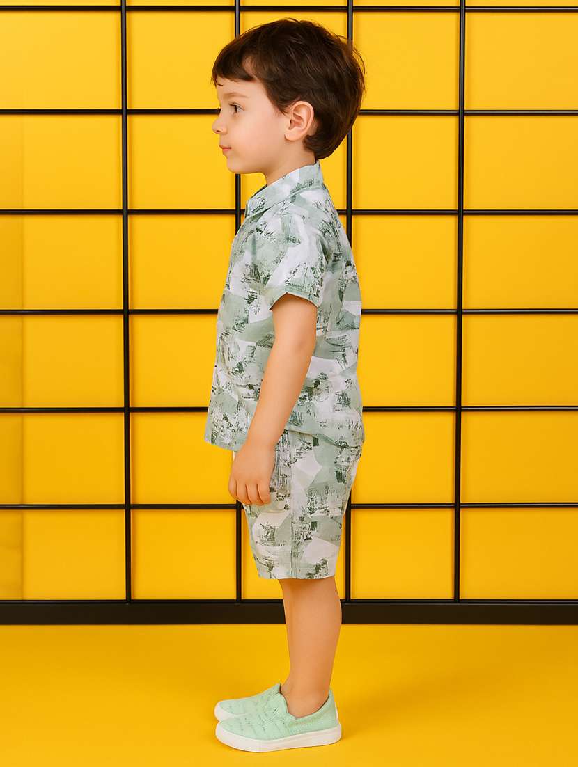 boys printed shirt & shorts co-ord set - 21961608 -  Standard Image - 1
