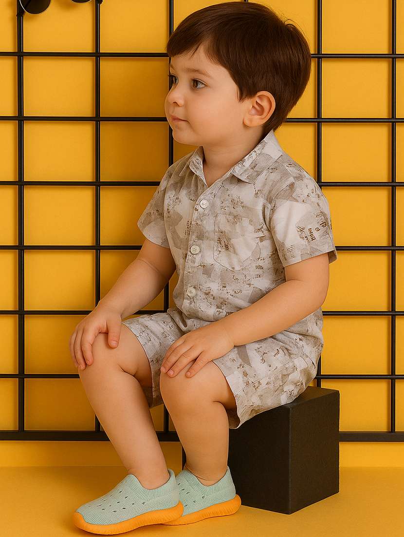 boys printed shirt & shorts co-ord set - 21961610 -  Standard Image - 1