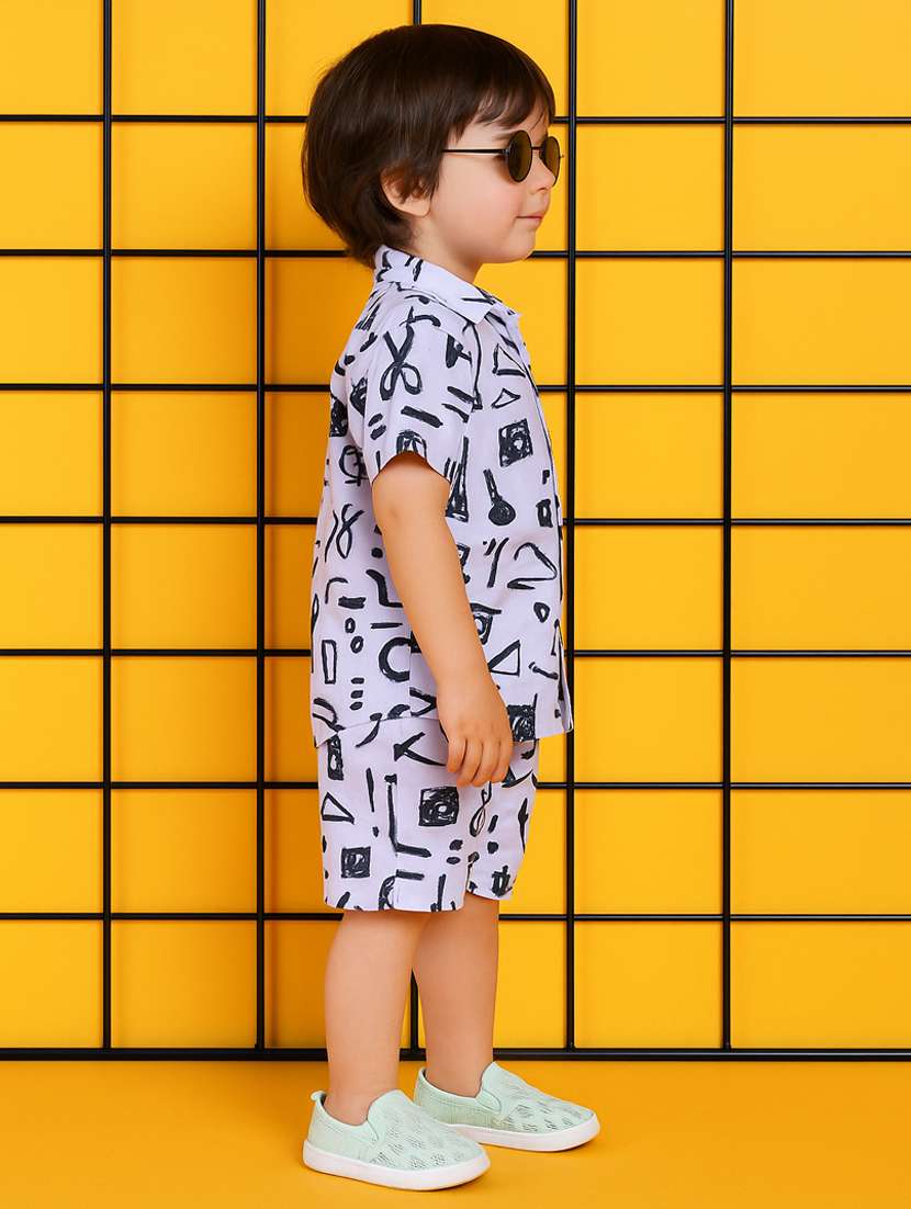 boys printed shirt & shorts co-ord set - 21961611 -  Standard Image - 1