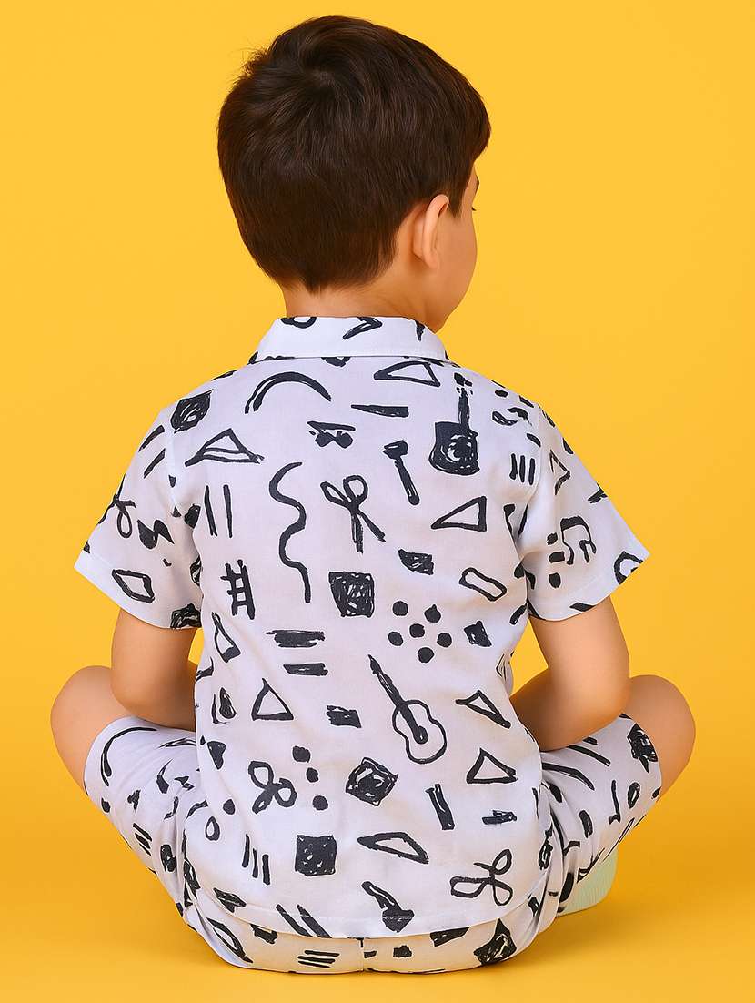 boys printed shirt & shorts co-ord set - 21961611 -  Standard Image - 4