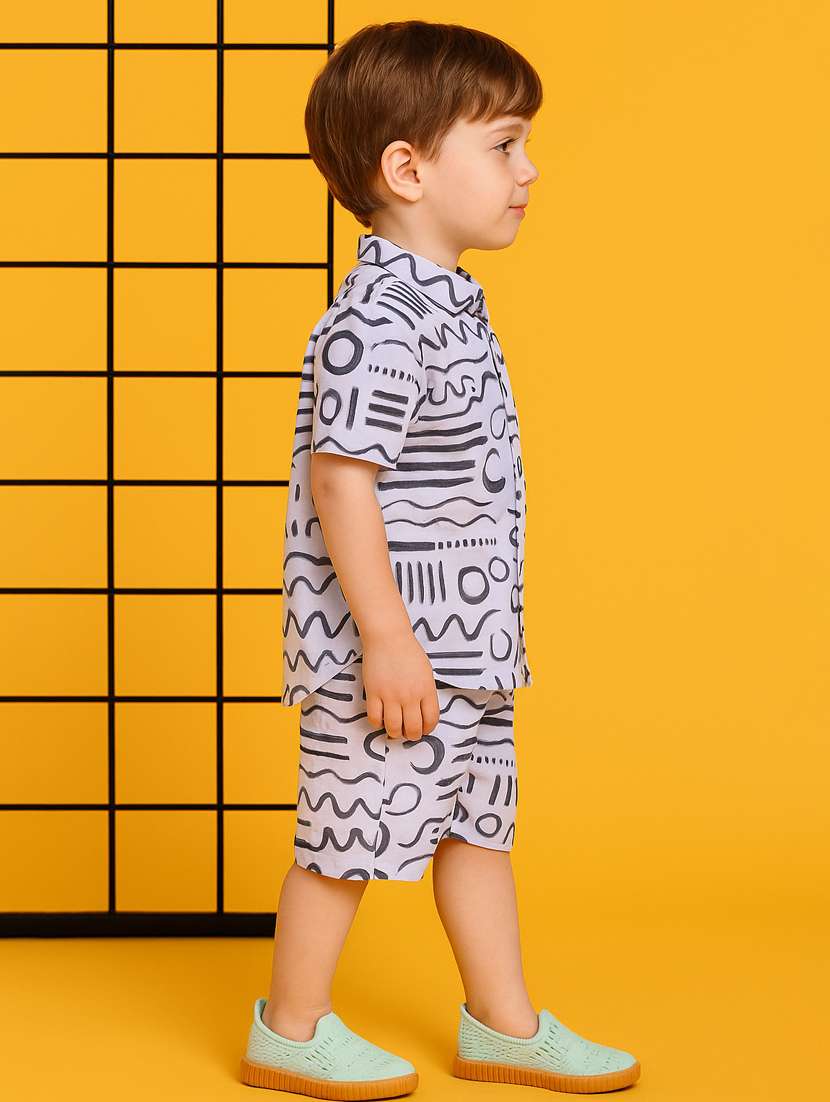 boys printed shirt & shorts co-ord set - 21961612 -  Standard Image - 1