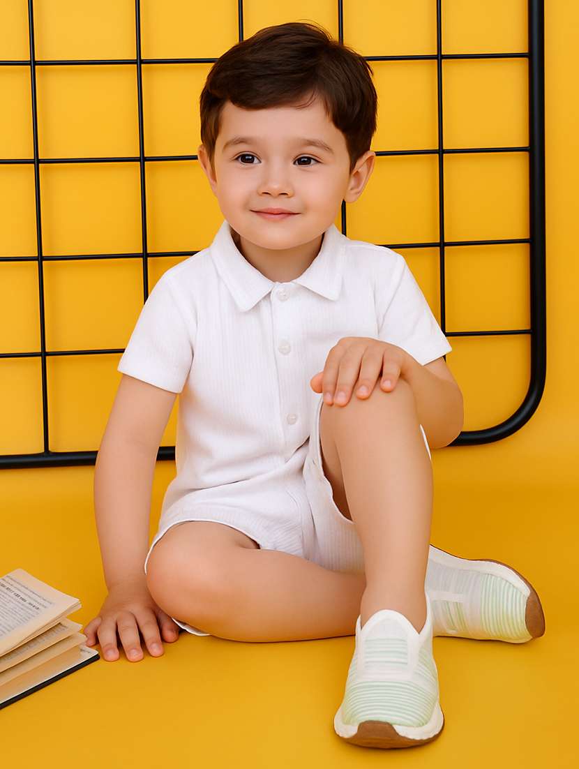 boys solid shirt & shorts co-ord set - 21961616 -  Standard Image - 1
