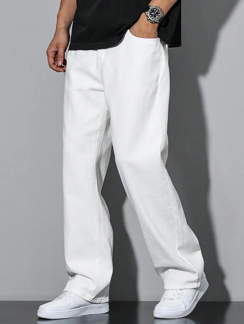 men solid mid rise full length baggy jeans - 21961621 -  Standard Image - 1