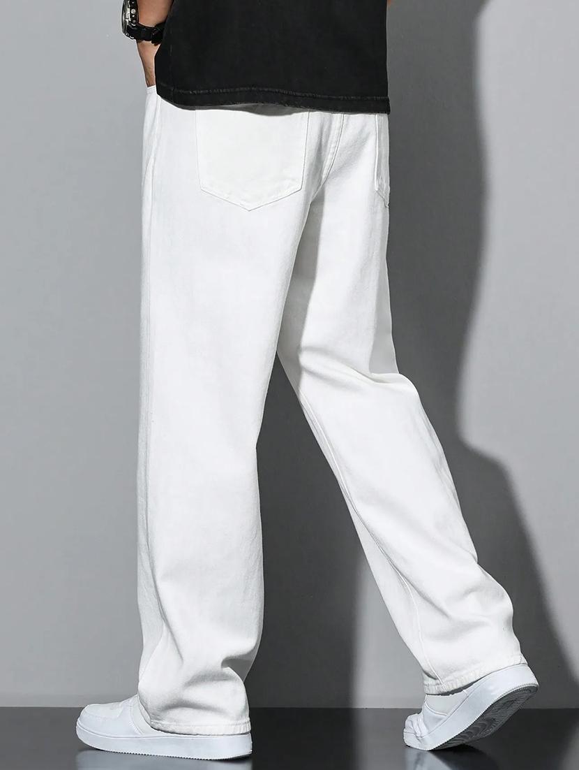 men solid mid rise full length baggy jeans - 21961621 - Standard Image - 4