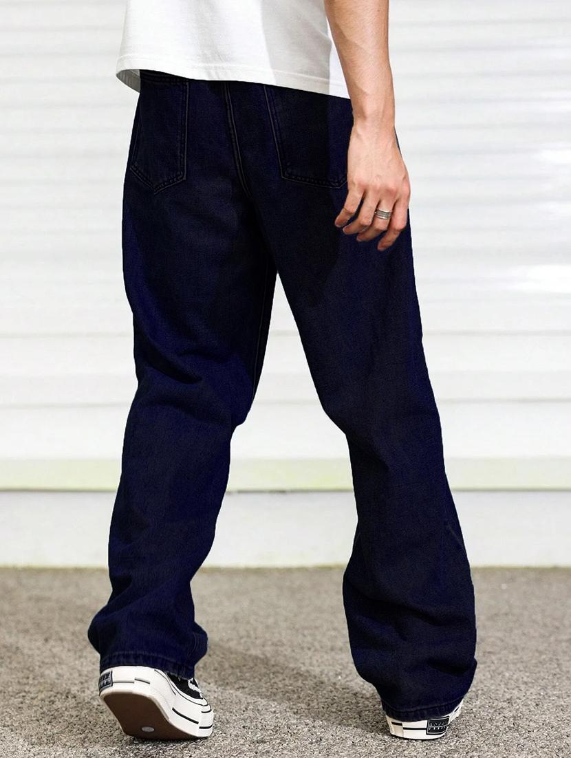 men solid mid rise full length baggy jeans - 21961622 - Standard Image - 4