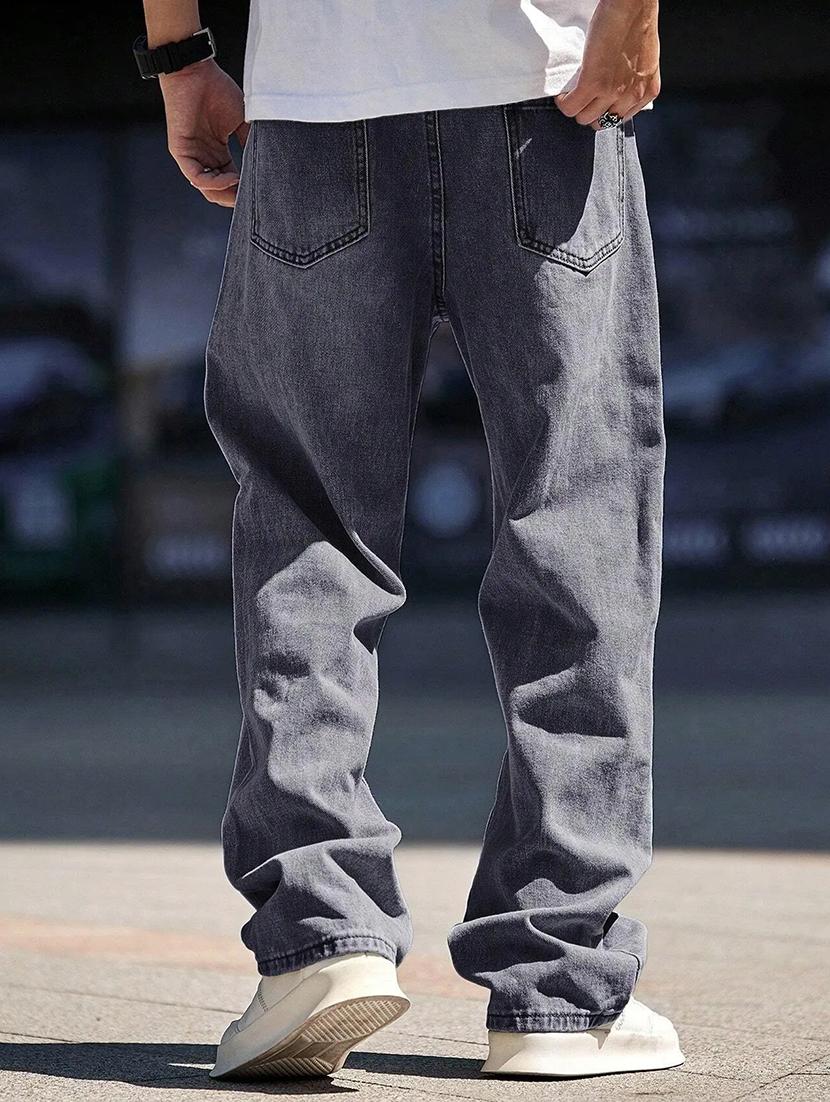men solid mid rise full length baggy jeans - 21961624 - Standard Image - 4