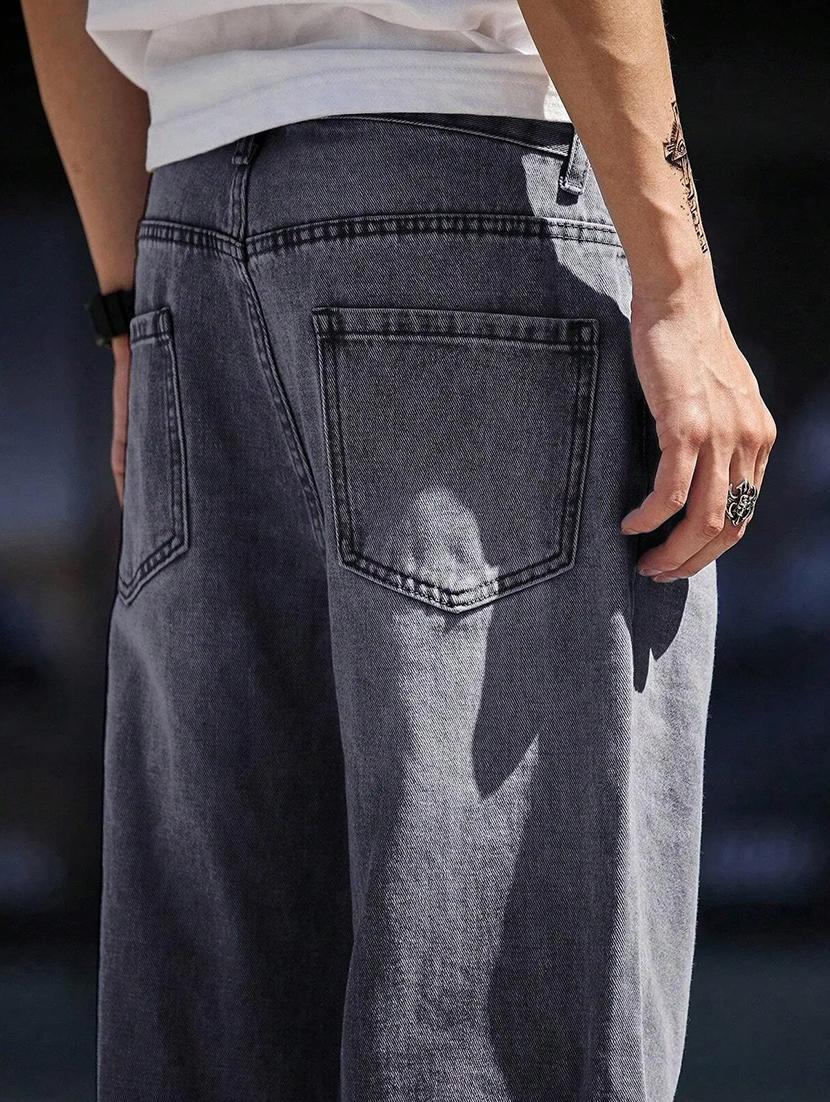 men solid mid rise full length baggy jeans - 21961624 - Standard Image - 6