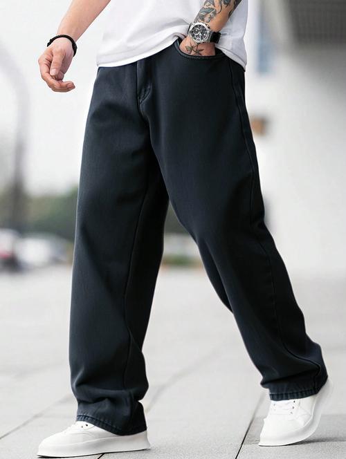 men solid mid rise full length baggy jeans - 21961625 -  Standard Image - 0