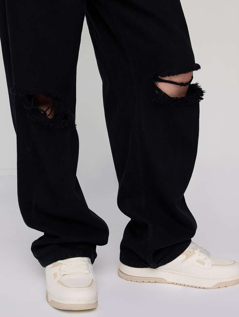 men slash knee mid rise full length baggy jeans - 21961626 -  Standard Image - 6