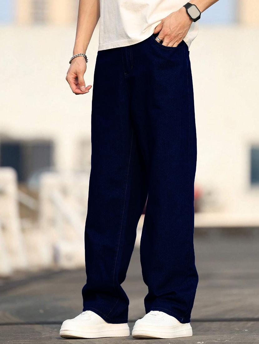 men washed mid rise full length baggy jeans - 21961630 - Standard Image - 1