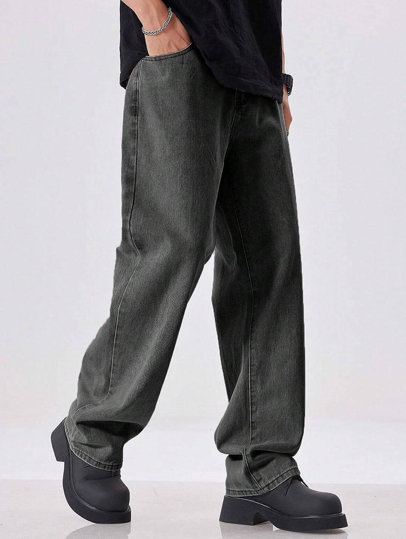 men washed mid rise full length baggy jeans - 21961632 -  Standard Image - 1