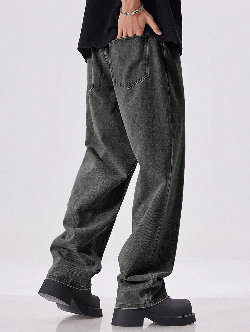 men washed mid rise full length baggy jeans - 21961632 - Standard Image - 4