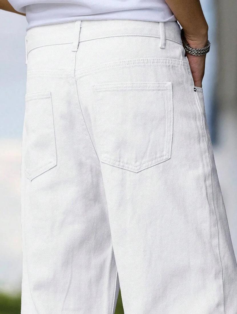 men plain mid rise full length baggy jeans - 21961637 - Standard Image - 6