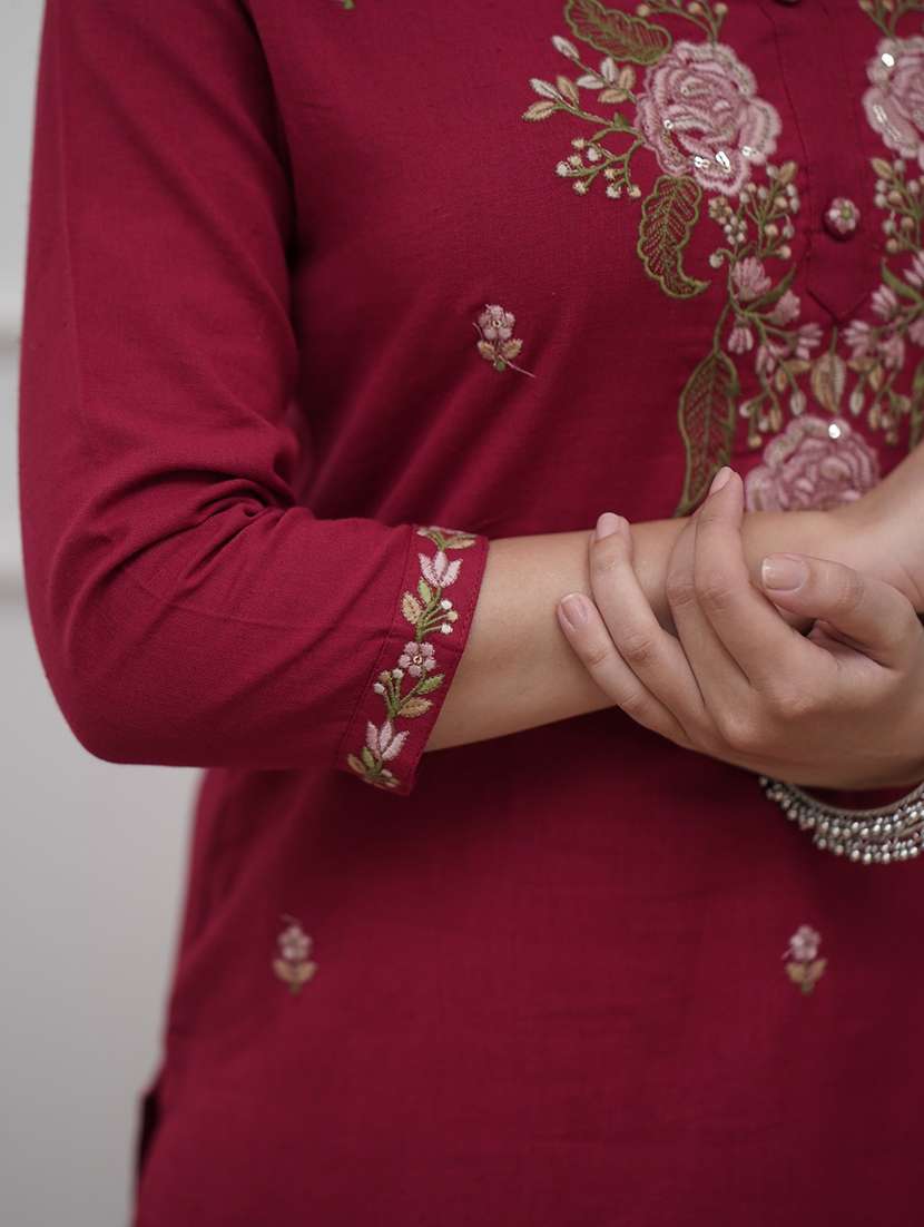 women three quarter sleeve kurta pant with dupatta set - 21961647 -  Standard Image - 6