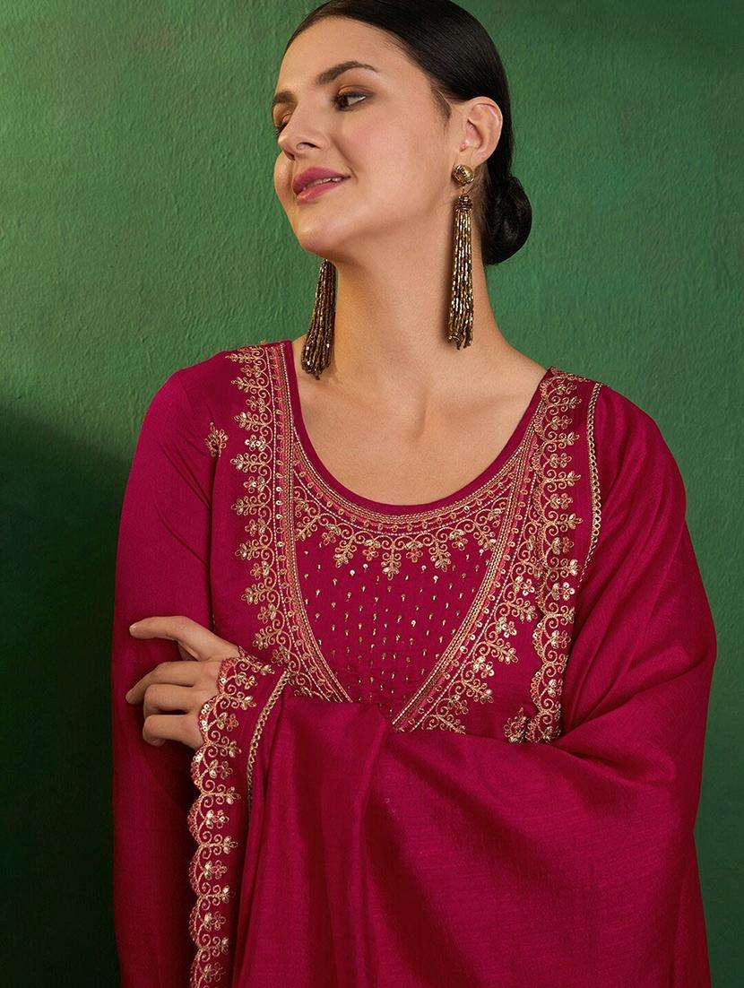 women three quarter sleeve kurta pant with dupatta set - 21961659 -  Standard Image - 1