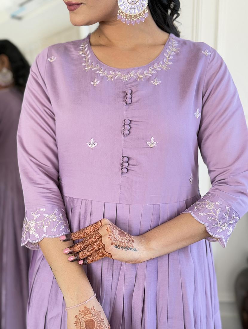 women three quarter sleeve anarkali kurta pant with dupatta set - 21961676 - Standard Image - 6