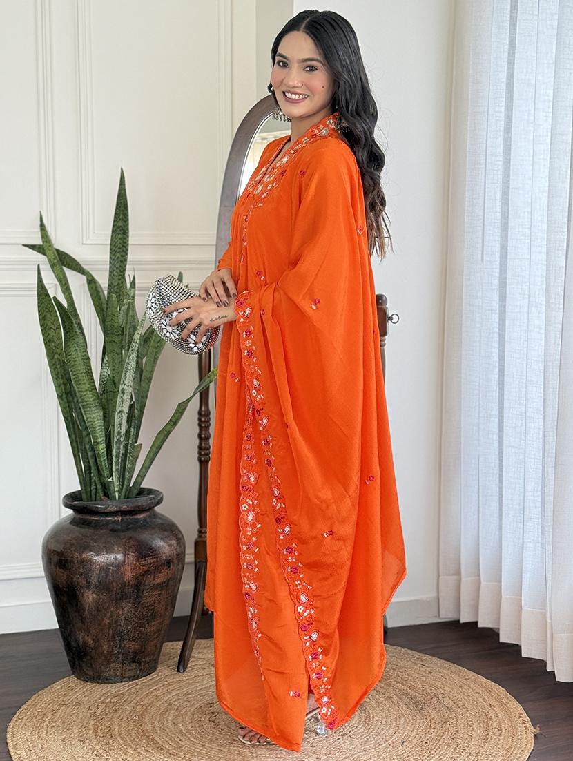 women three quarter sleeve kurta pant with dupatta set - 21961684 -  Standard Image - 1