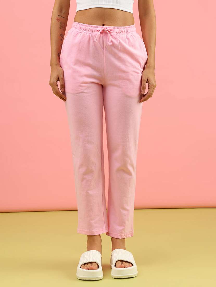 women solid mid rise regular fit track pant - 21961714 -  Standard Image - 1