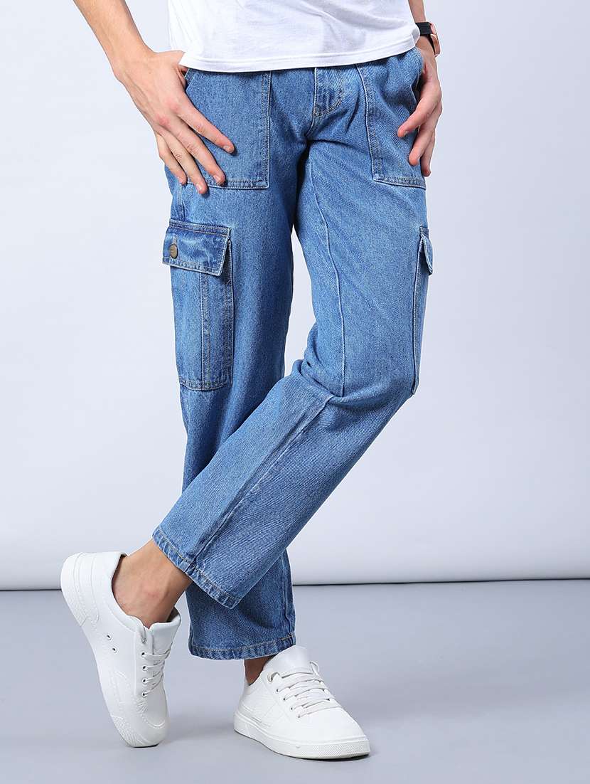 men solid mid rise regular fit cargo - 21961759 -  Standard Image - 1