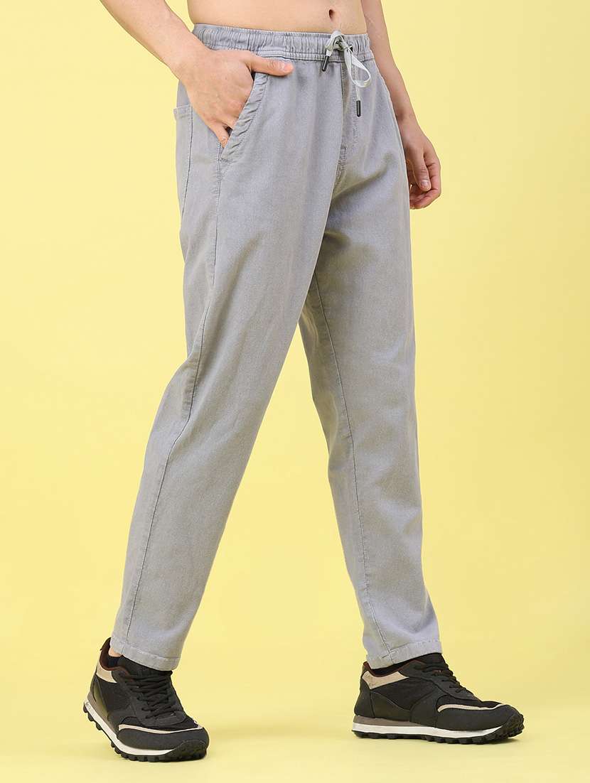 men solid mid rise chinos casual trouser - 21961778 -  Standard Image - 1