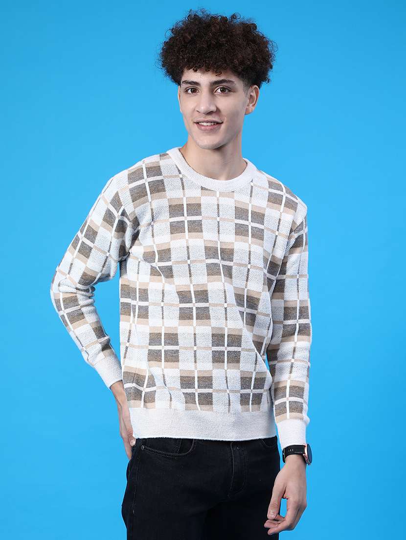 men self design long sleeve regular fit pullover - 21961796 - Standard Image - 1