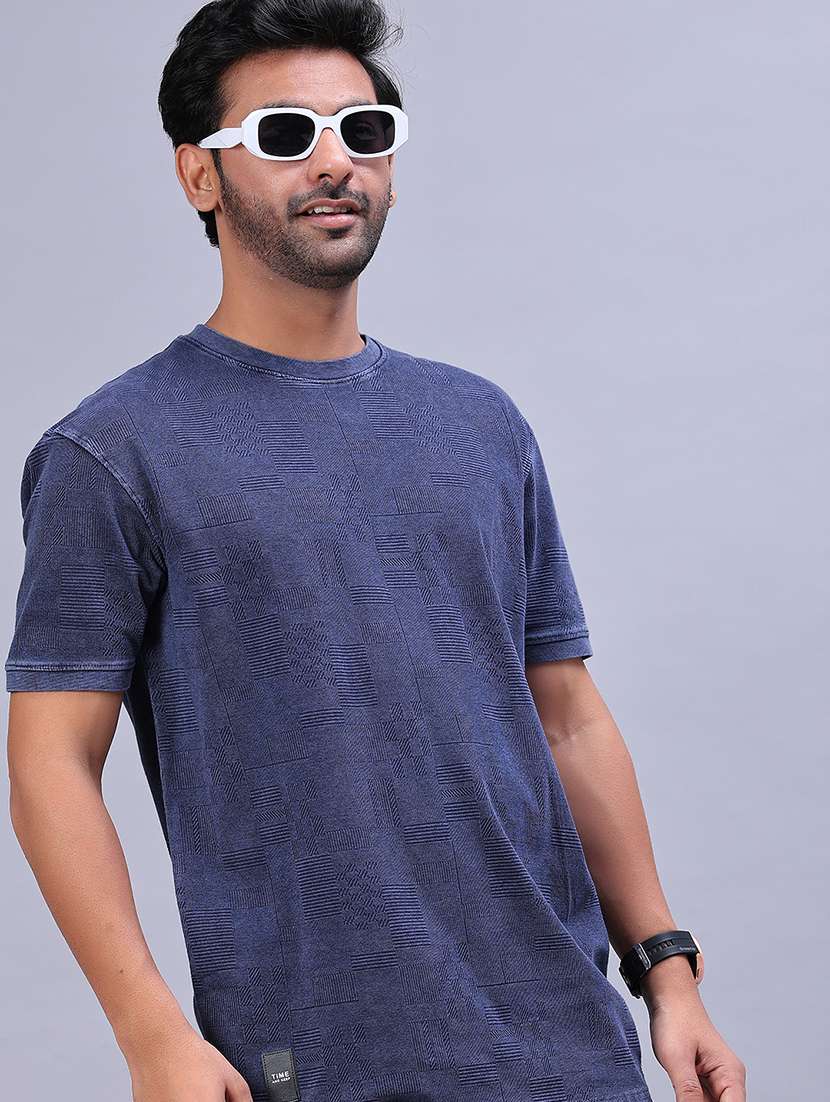 men self design short sleeve regular fit t-shirt