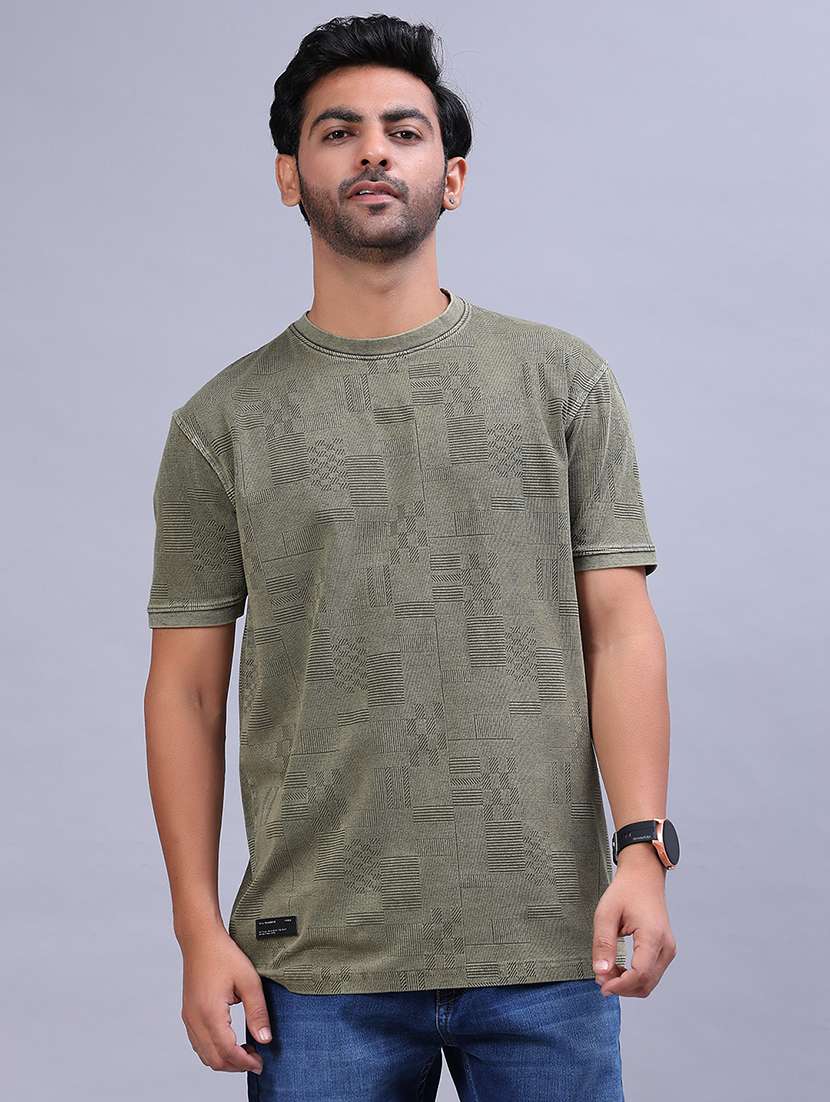 men self design short sleeve regular fit t-shirt - 21961803 -  Standard Image - 1