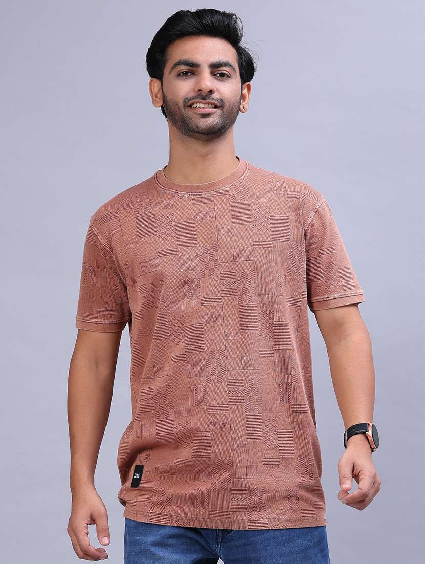 men self design short sleeve regular fit t-shirt - 21961804 -  Standard Image - 1