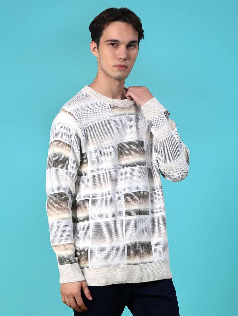 men self design long sleeve regular fit pullover - 21961838 - Standard Image - 1