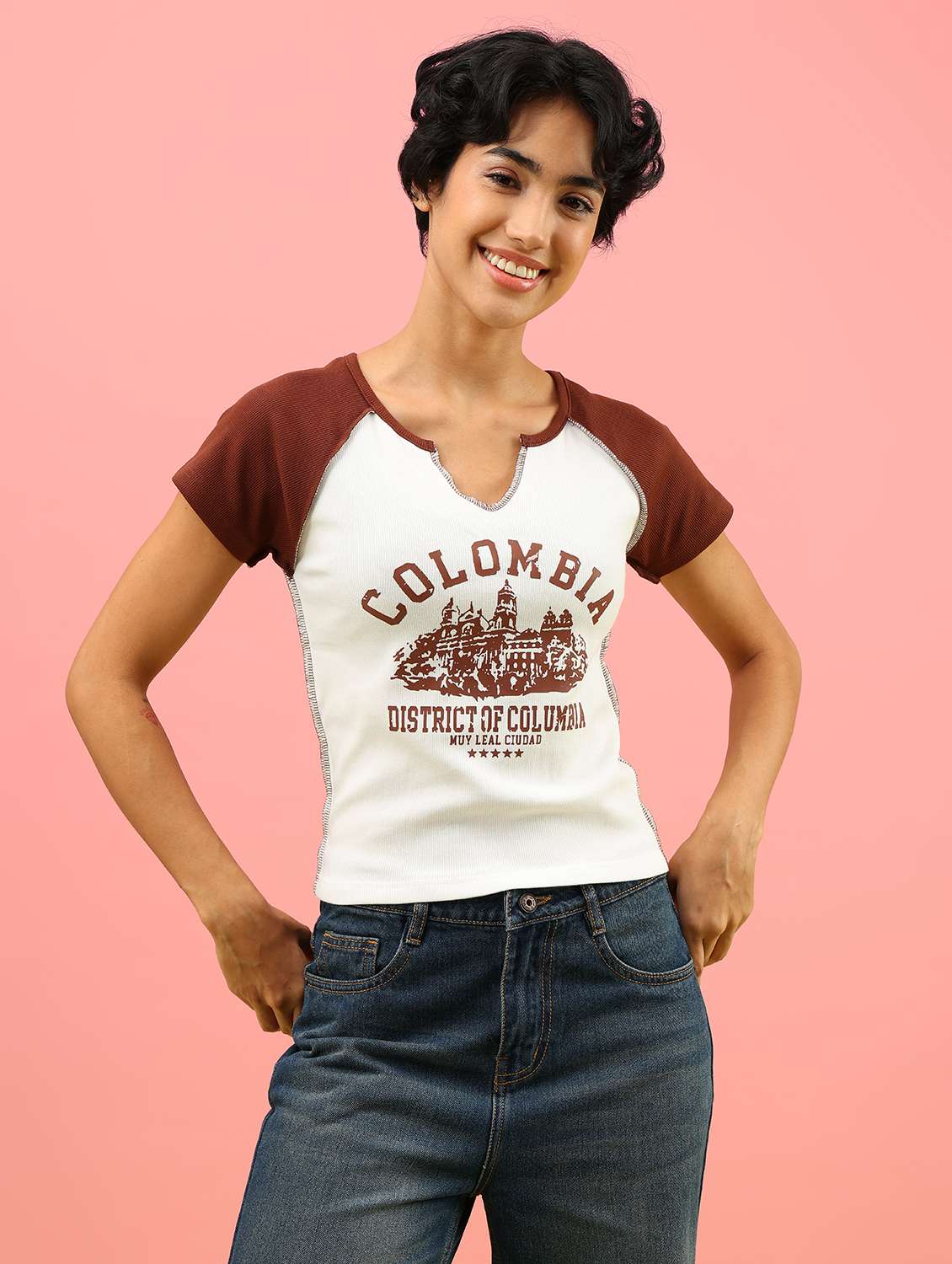 off white cotton lycra tee - 21961859 - Standard Image - 1