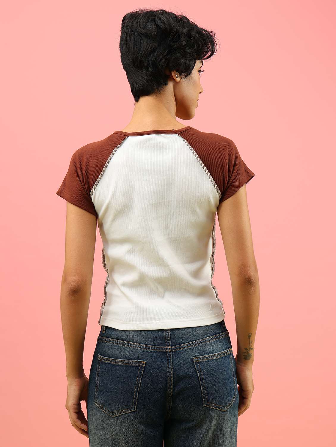 off white cotton lycra tee - 21961859 - Standard Image - 4