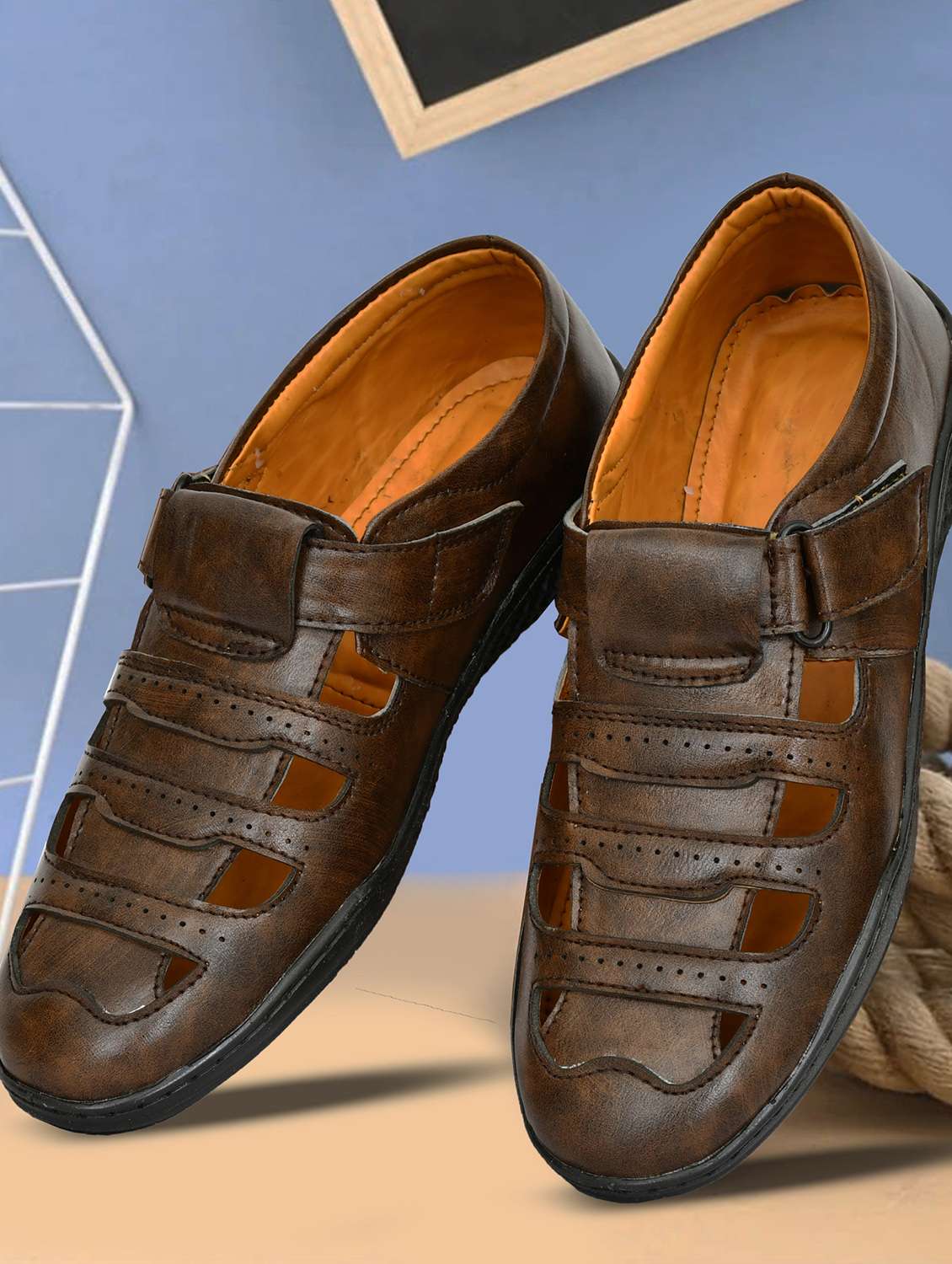 men brown fisherman sandal