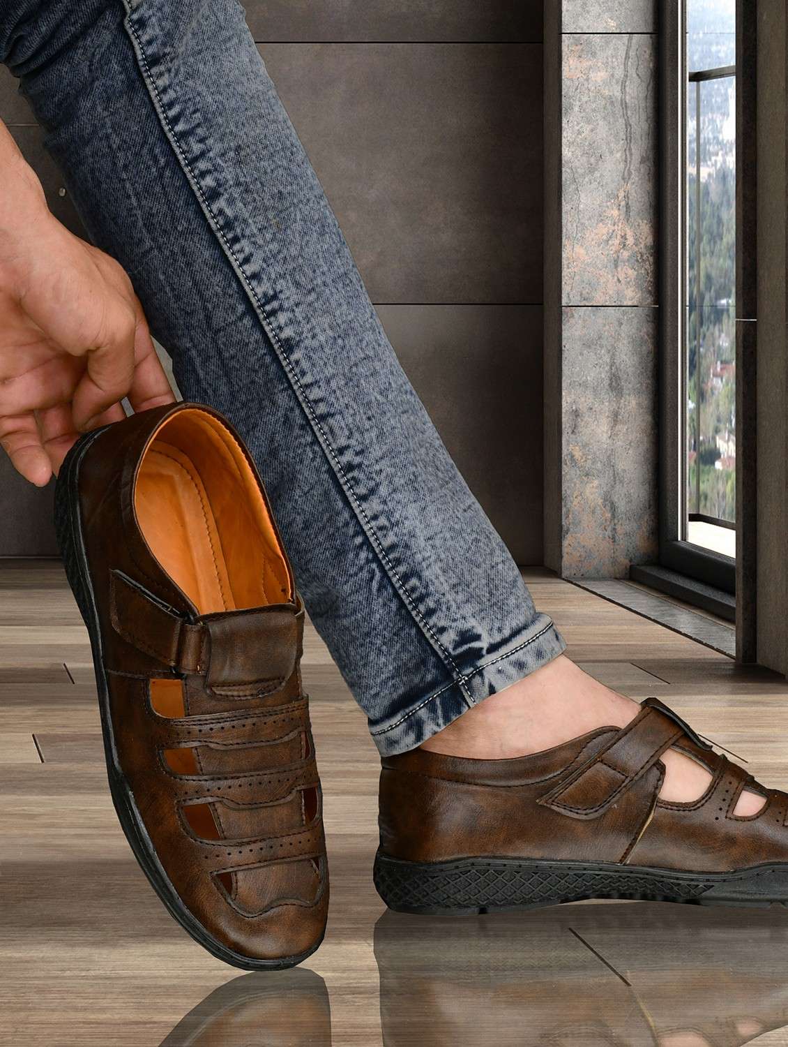 men brown fisherman sandal - 21961892 -  Standard Image - 1