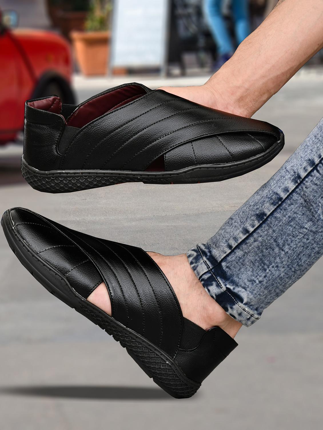 men black slip on sandal - 21961894 -  Standard Image - 1