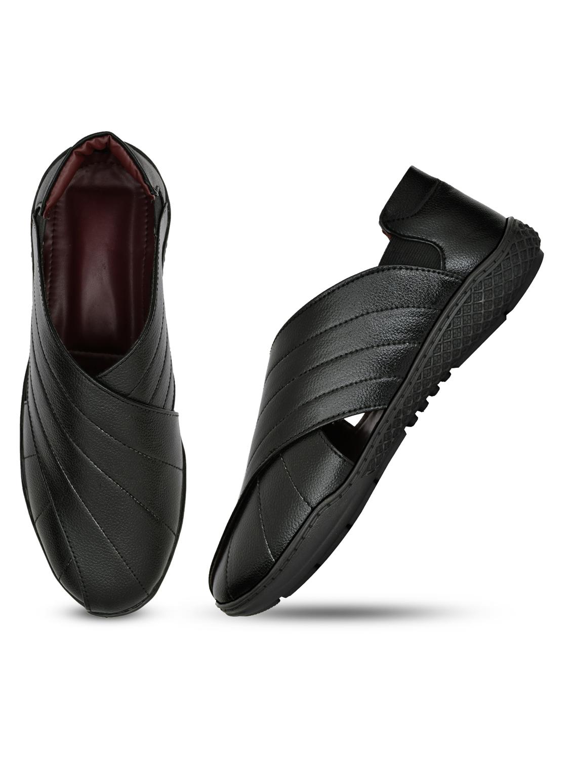 men black slip on sandal - 21961894 - Standard Image - 4