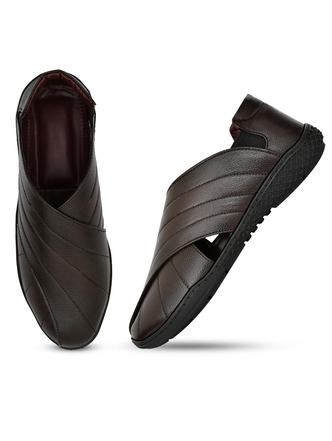 men brown slip on sandal - 21961895 - Standard Image - 4