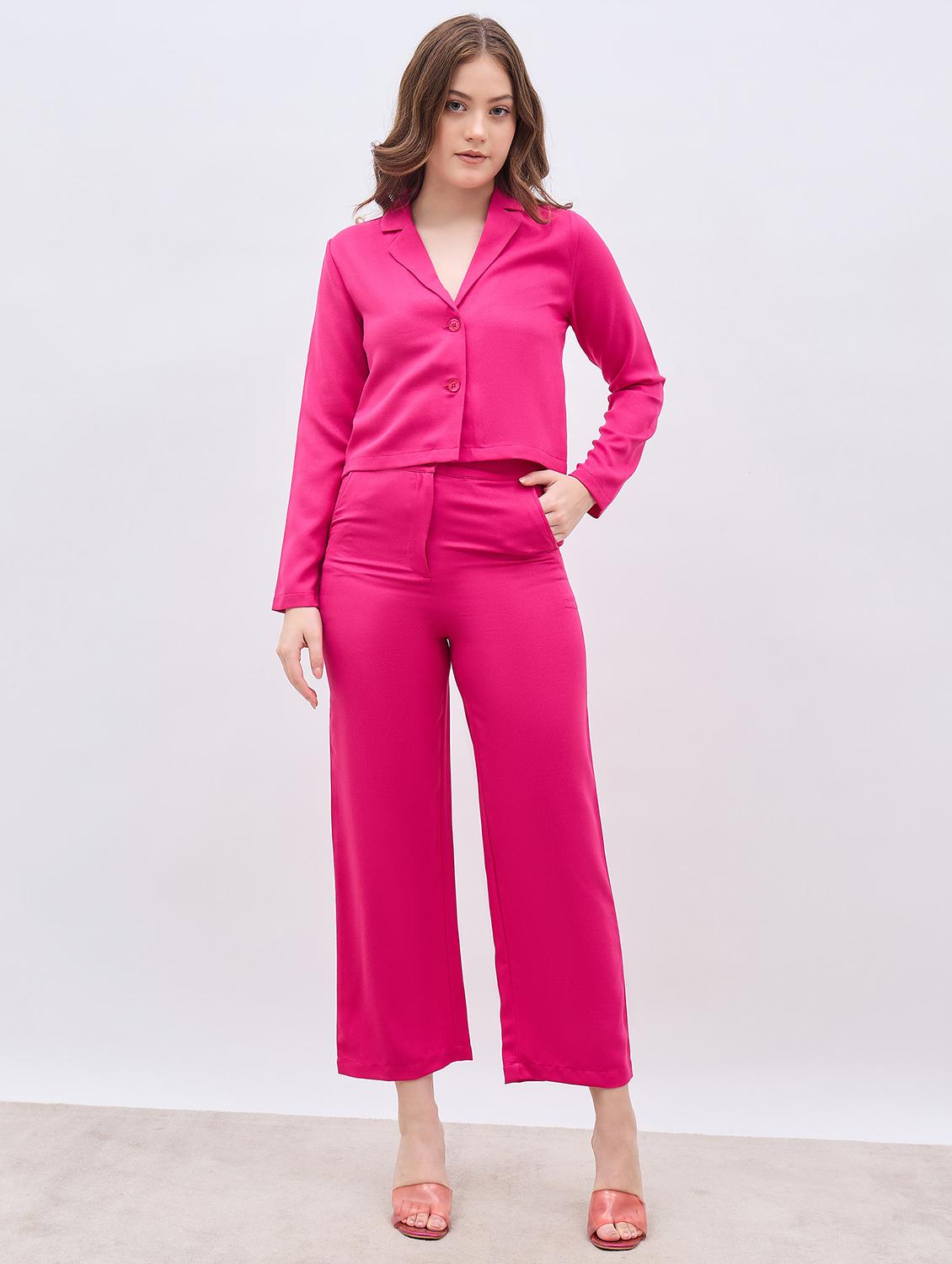 women pink solid blazer and trouser co-ord set - 21961925 - Standard Image - 1