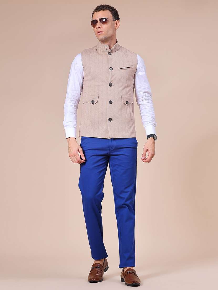 men self design sleeveless regular fit nehru jacket - 21961958 -  Standard Image - 4