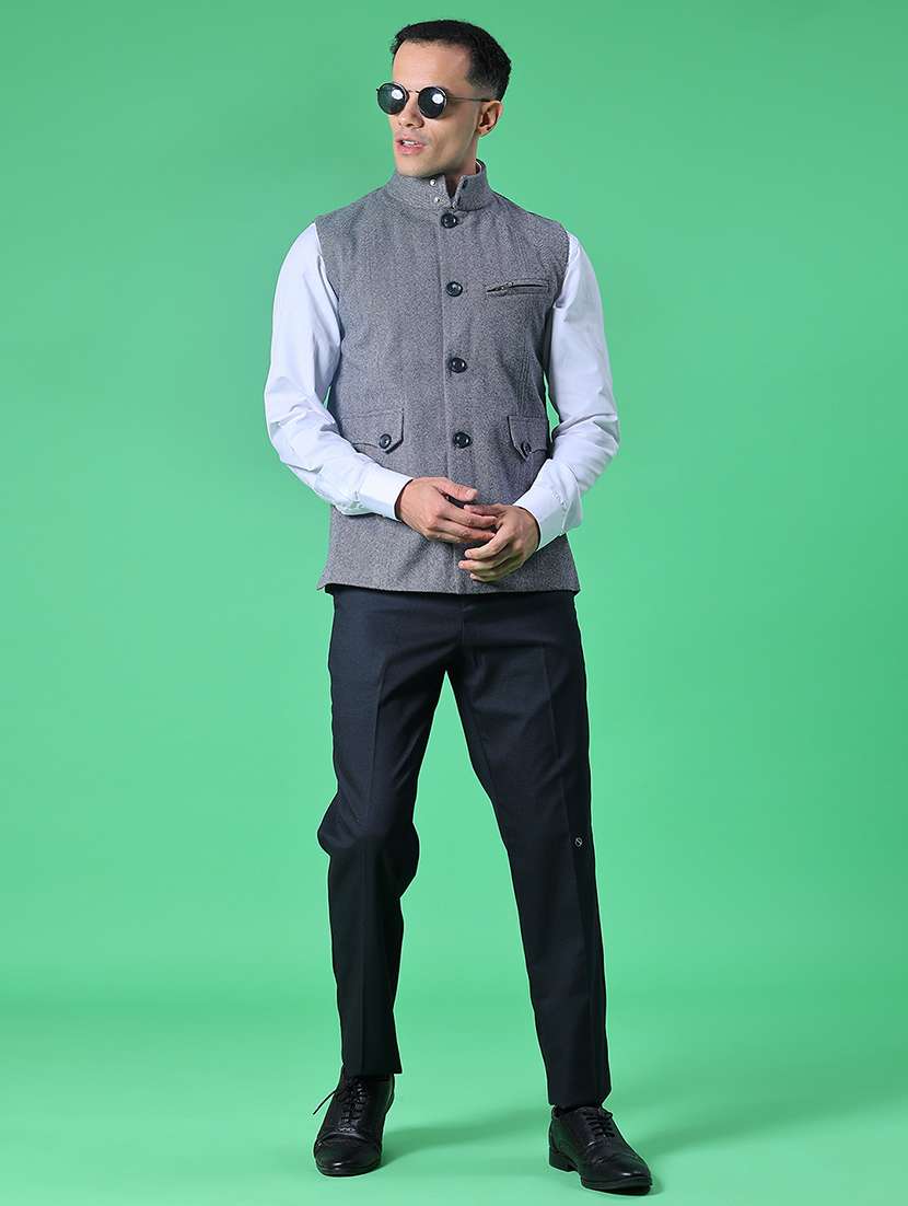 men self design sleeveless regular fit nehru jacket - 21961959 -  Standard Image - 4