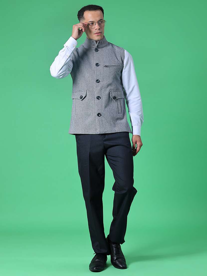 men self design sleeveless regular fit nehru jacket - 21961960 -  Standard Image - 4