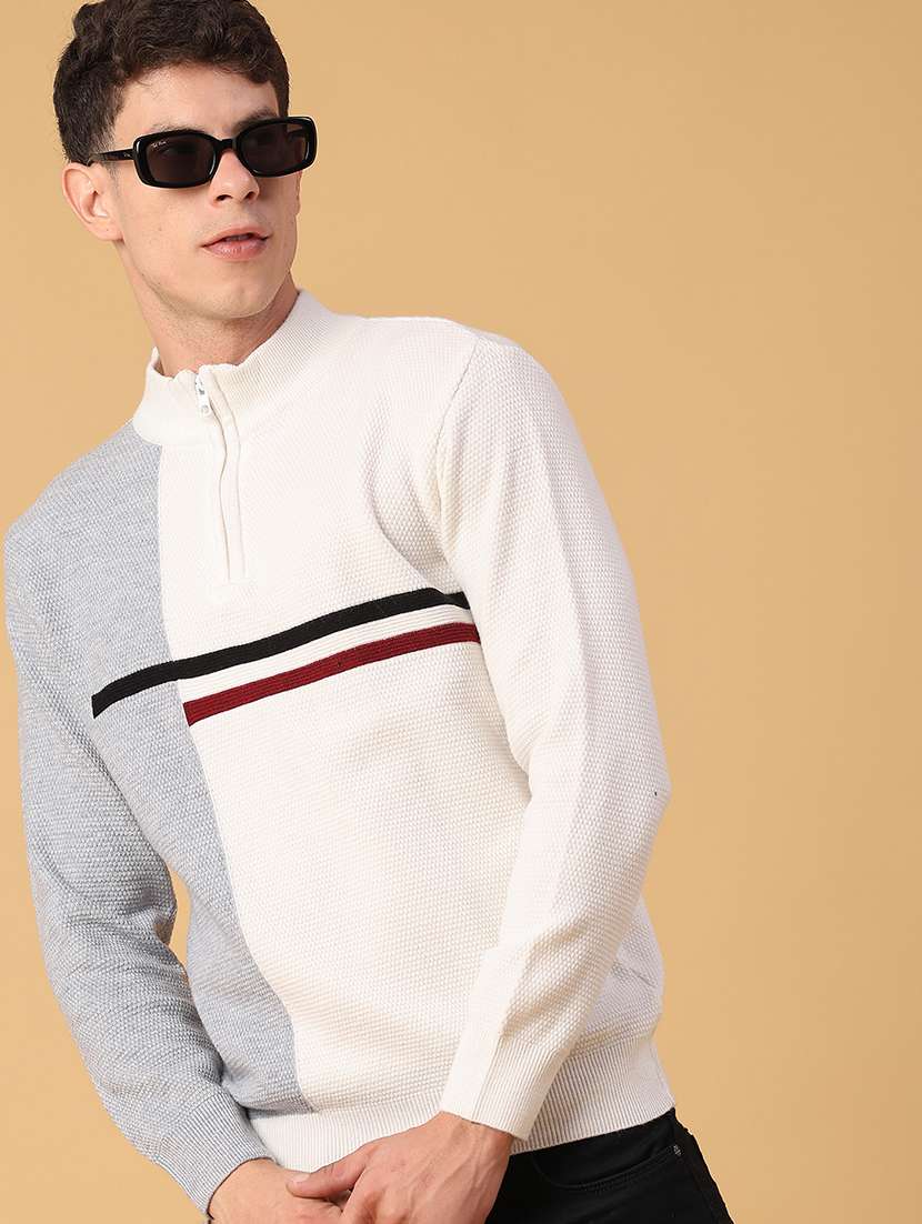 men color blocked long sleeve pullover