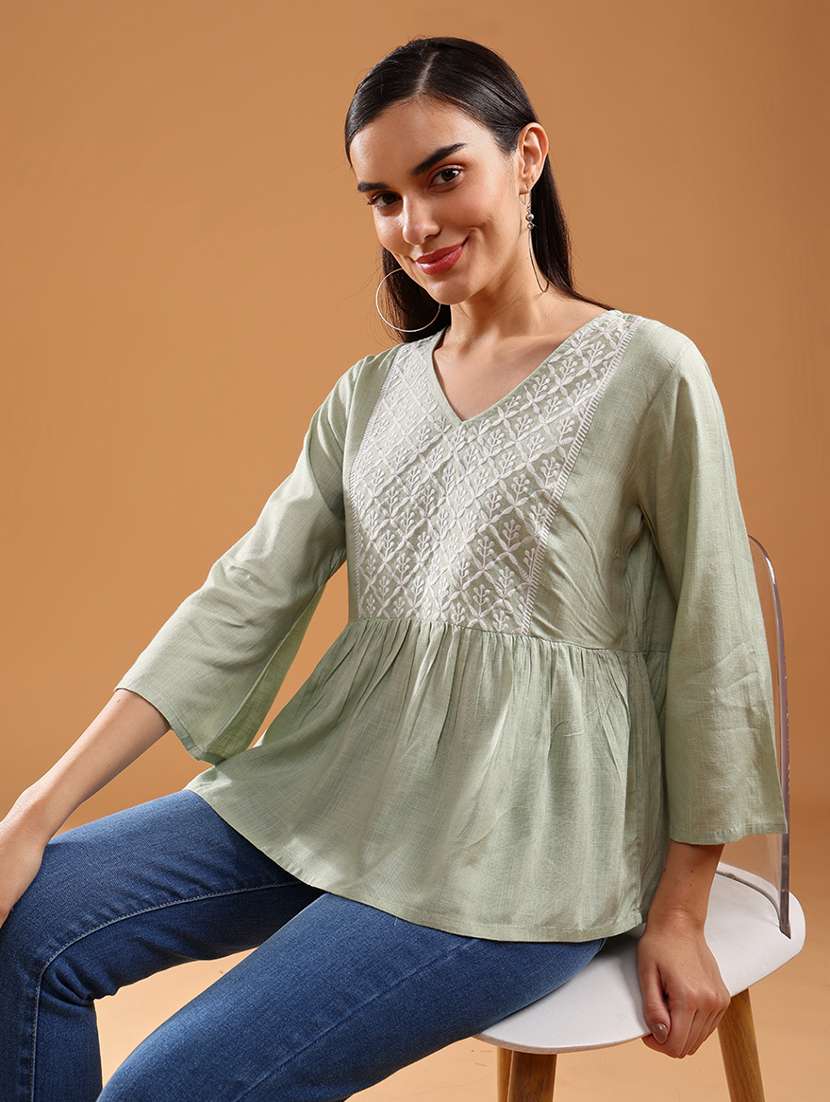 women printed three quarter sleeve kurti - 21961997 -  Standard Image - 1