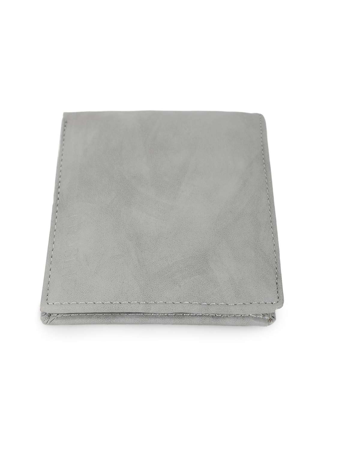 men grey solid leatherette wallet - 21962011 - Standard Image - 1