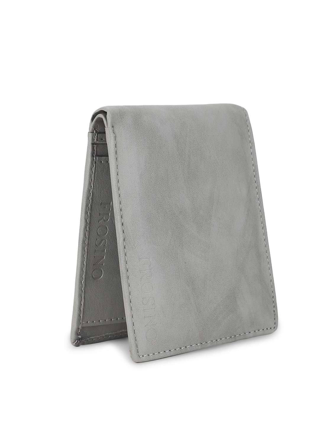 men grey solid leatherette wallet - 21962011 - Standard Image - 4
