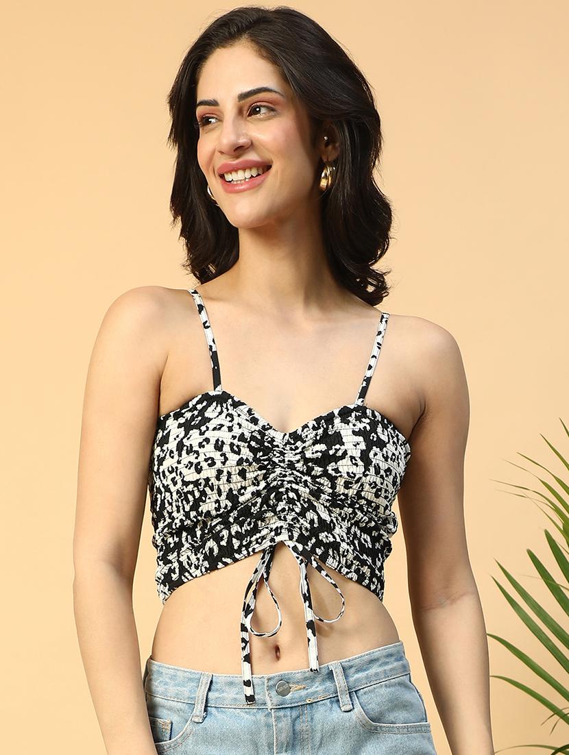 women animal print shoulder strap crop top - 21962016 -  Zoom Image - 0
