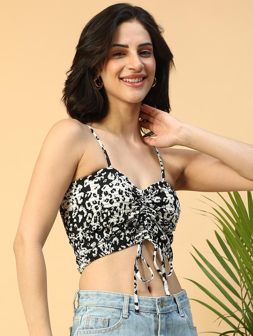 women animal print shoulder strap crop top - 21962016 -  Standard Image - 1